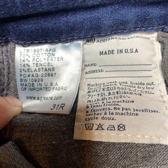 AG Adriano Goldschmied The Reagan Paneled Zippy Skinny Mid Rise Jeans Size 31R - Picture 10 of 10